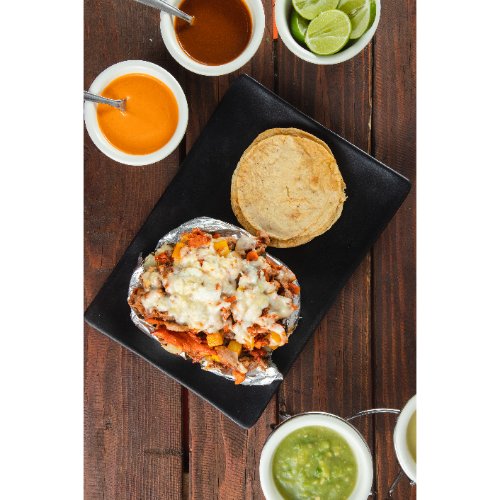 Papa rellena de suadero de res