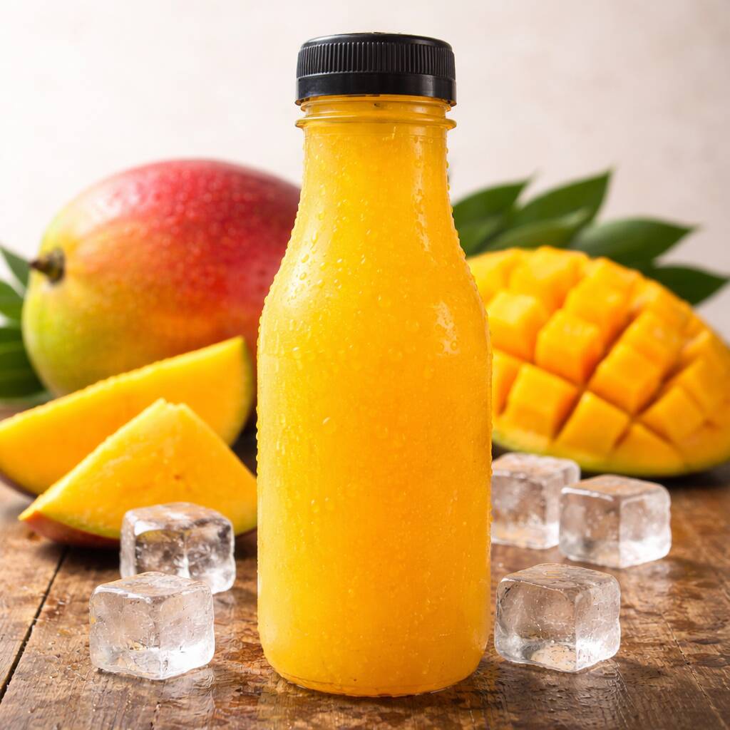 SUCO DE MANGA 350ML 100% NATURAL, FEITO NA HORA COM FRUTAS FRESCAS. SABOR MARCANTE, REFRESCANTE E CHEIO DE VITAMINA C PARA DAR AQUELA ENERGIA NO SEU DIA. SEM CONSERVANTES. 350ML.