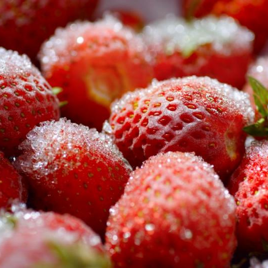 Fresas Congeladas con Crema de la Casa