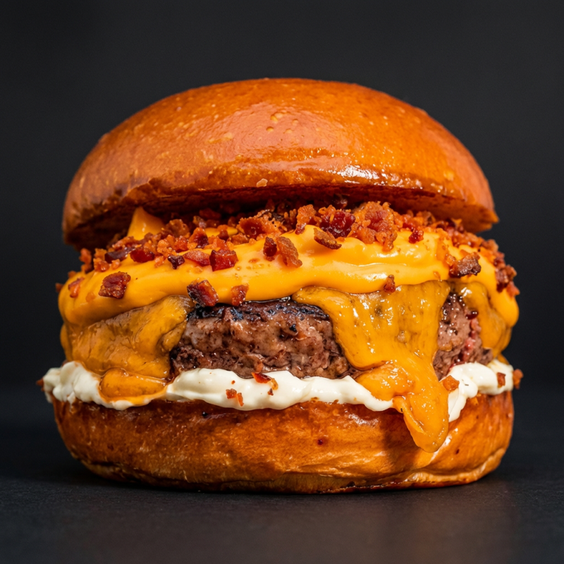 Burguer Maravilhoso Pão Brioche selado na manteiga e tostado na chapa, cream cheese para dar uma cremosidade, Blend de 120g muito suculento , muito Cheddar derretido, Farofa de Bacon crocante e suculenta e a maionese da Notoriou's. ________________________________________________ Blend Burguer / burger / artesanal / hambúrguer / cheddar / bacon