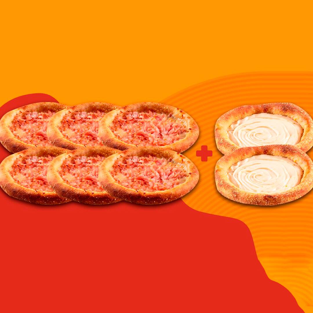 Combo sensacional para o seu momento Oba Obaaaaa! Selecione 6 esfihas salgadas e tem mais! Também selecione 2 esfihas doces! Sabores doces disponíveis: Chocolate Ao Leite e Chocolate Branco.