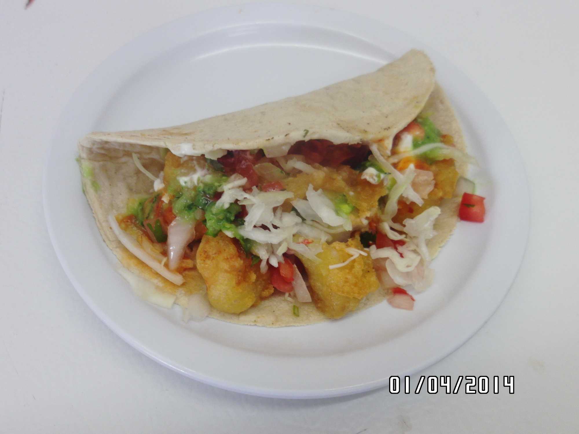 TACO DE CAMARON CON QUESO