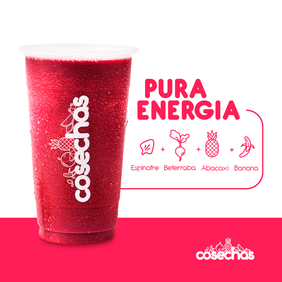 O espinafre e a beterraba se unem ao abacaxi e à banana em uma combinação que reúne vegetais e frutas em uma bebida cheia de sabor e variedade de ingredientes.