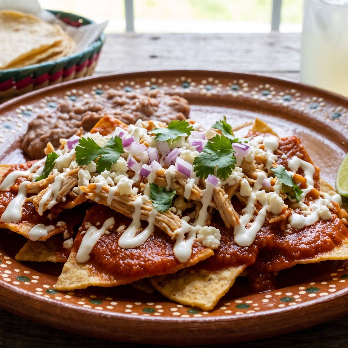 Chilaquiles Rojos con Pollo