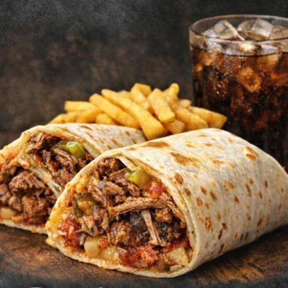 Burrito de Carne + Papas + Refresco