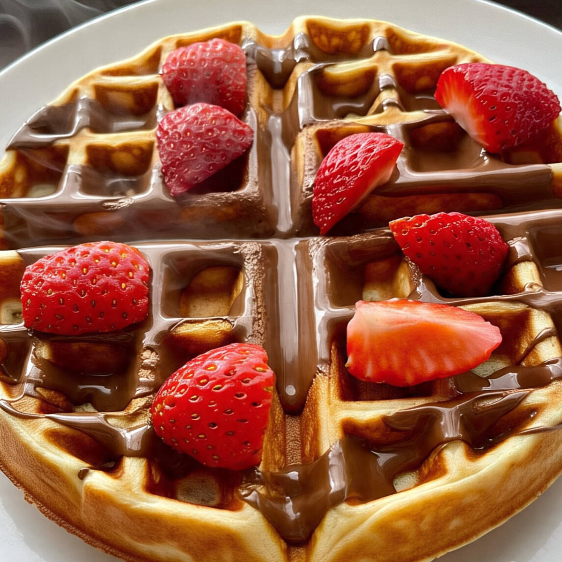 Dos Waffles Chicos NUTELLA y Fresas
