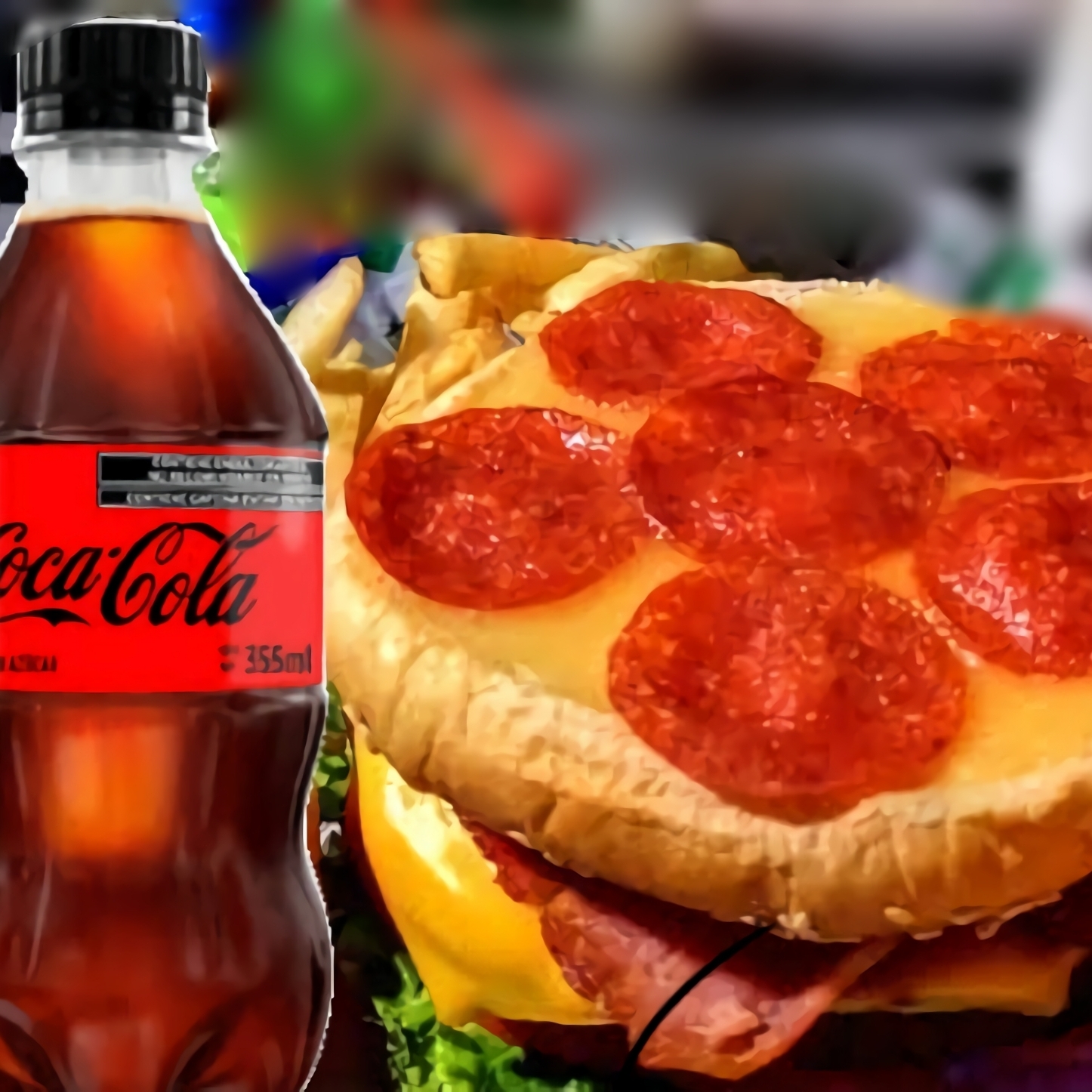 Hamburguesa Pepperoni + Coca Cola 355ml Zero