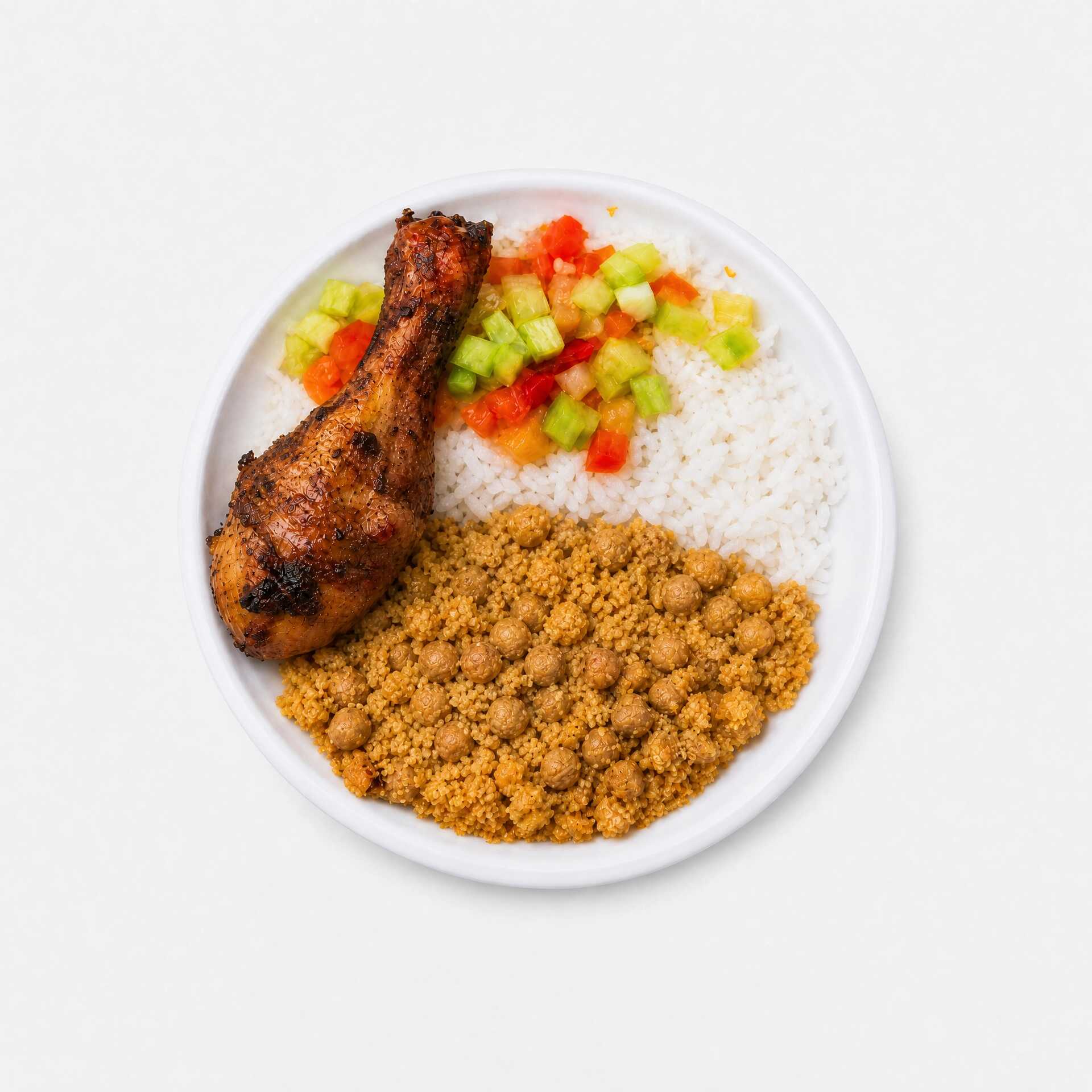 A combinação perfeita para o seu almoço: marmita com coxa de frango suculenta, acompanhada de arroz, feijão tropeiro e vinagrete fresco, mais uma Coca-Cola 350ml bem gelada para completar a refeição.
-----tags-----
combo, marmita, marmitex, coxa de frango, coca cola, refrigerante, arroz, feijão tropeiro, vinagrete, almoço, comida caseira, refeição completa, promoção, bom e barato, delivery, 99Food.