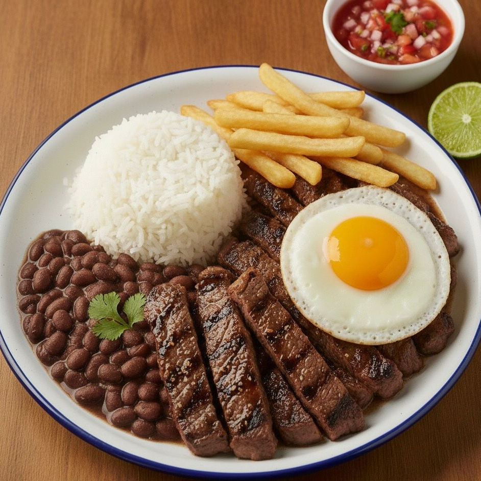 acompanha arroz, feijão, farofa e 2 acompanhamentos da sua preferência