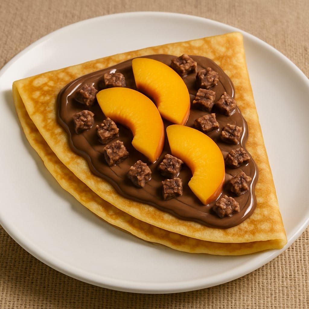 Nutella, durazno y kitkat