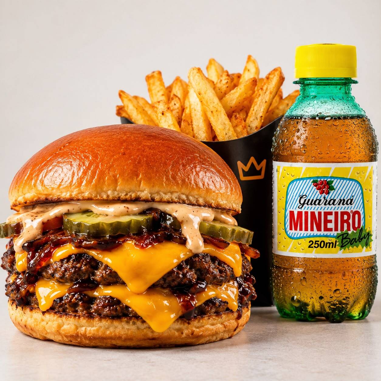 Combo individual Flash smash: 01 flash smash + fritas 150g + refrigerante 250ml (mineiro baby).