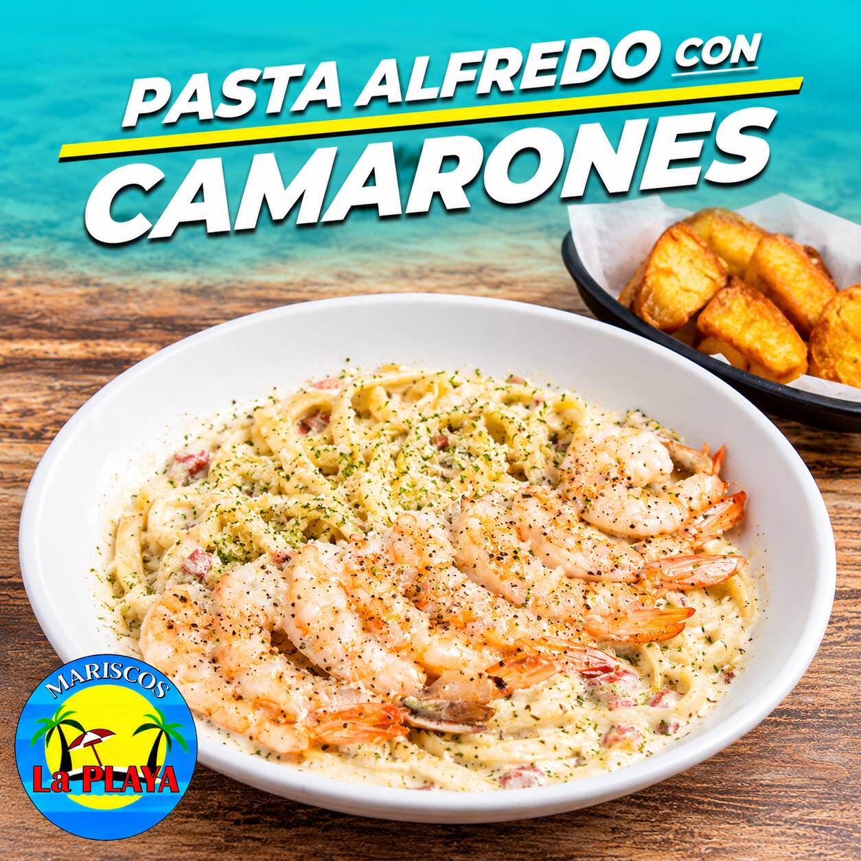 Pasta Alfredo con Camarón