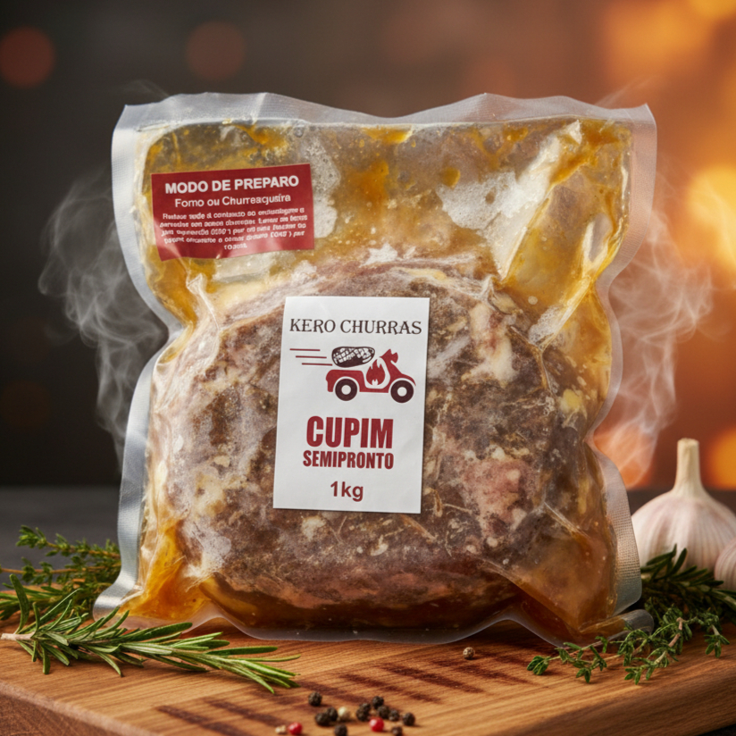 Cupim semipronto. Basta finalizar na churrasqueira, forno ou Air fryer. Por aprox. 30 min.