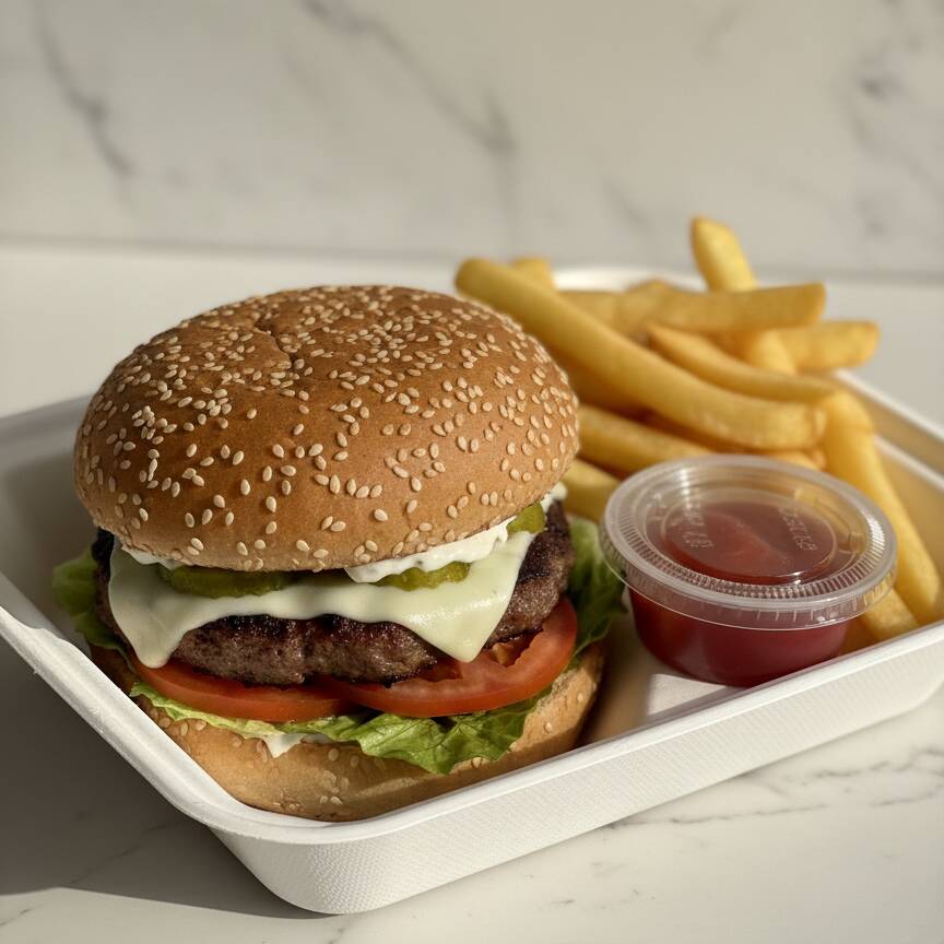 Hamburguesa Doble con Papas