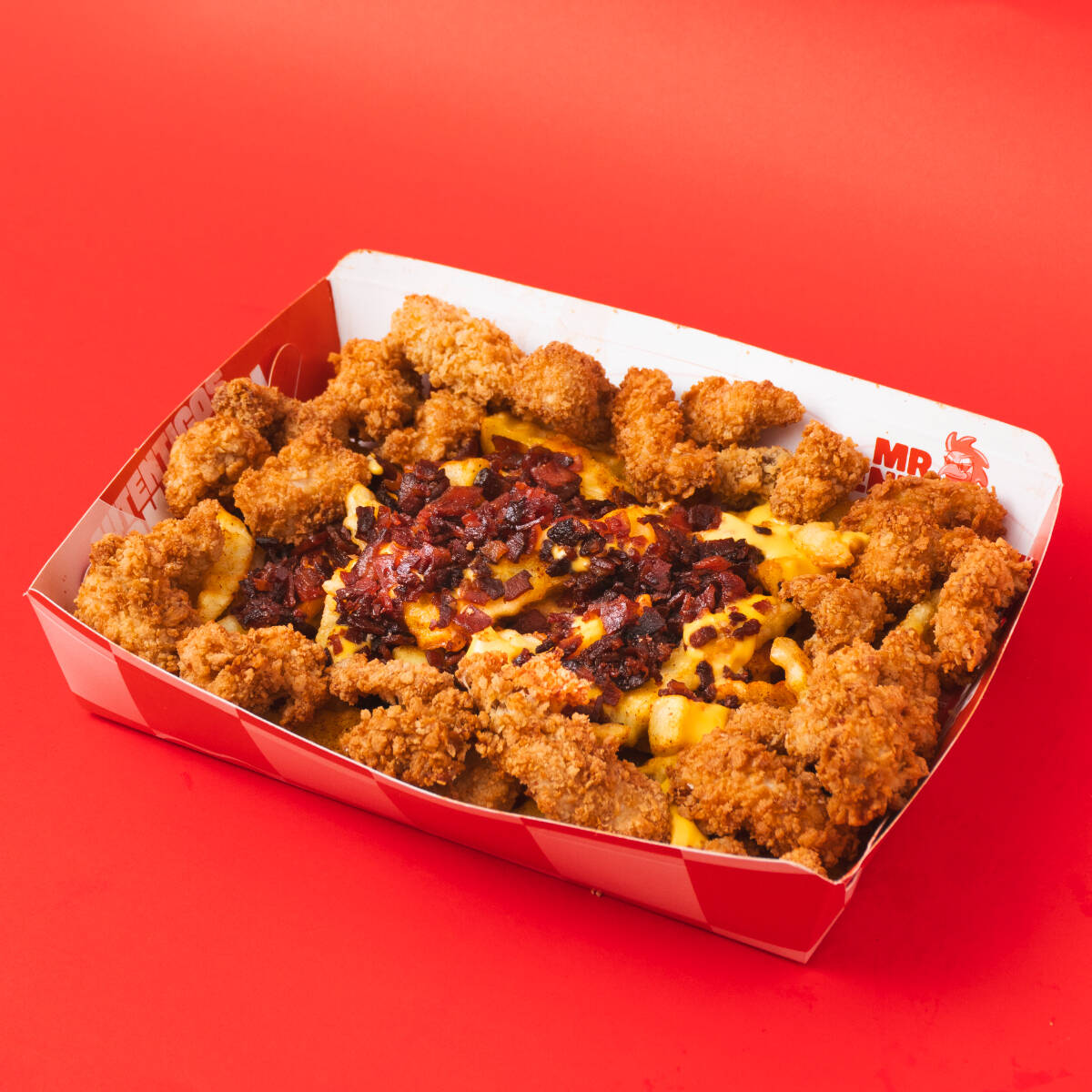 Papas Cheddar con Tocineta y Pops