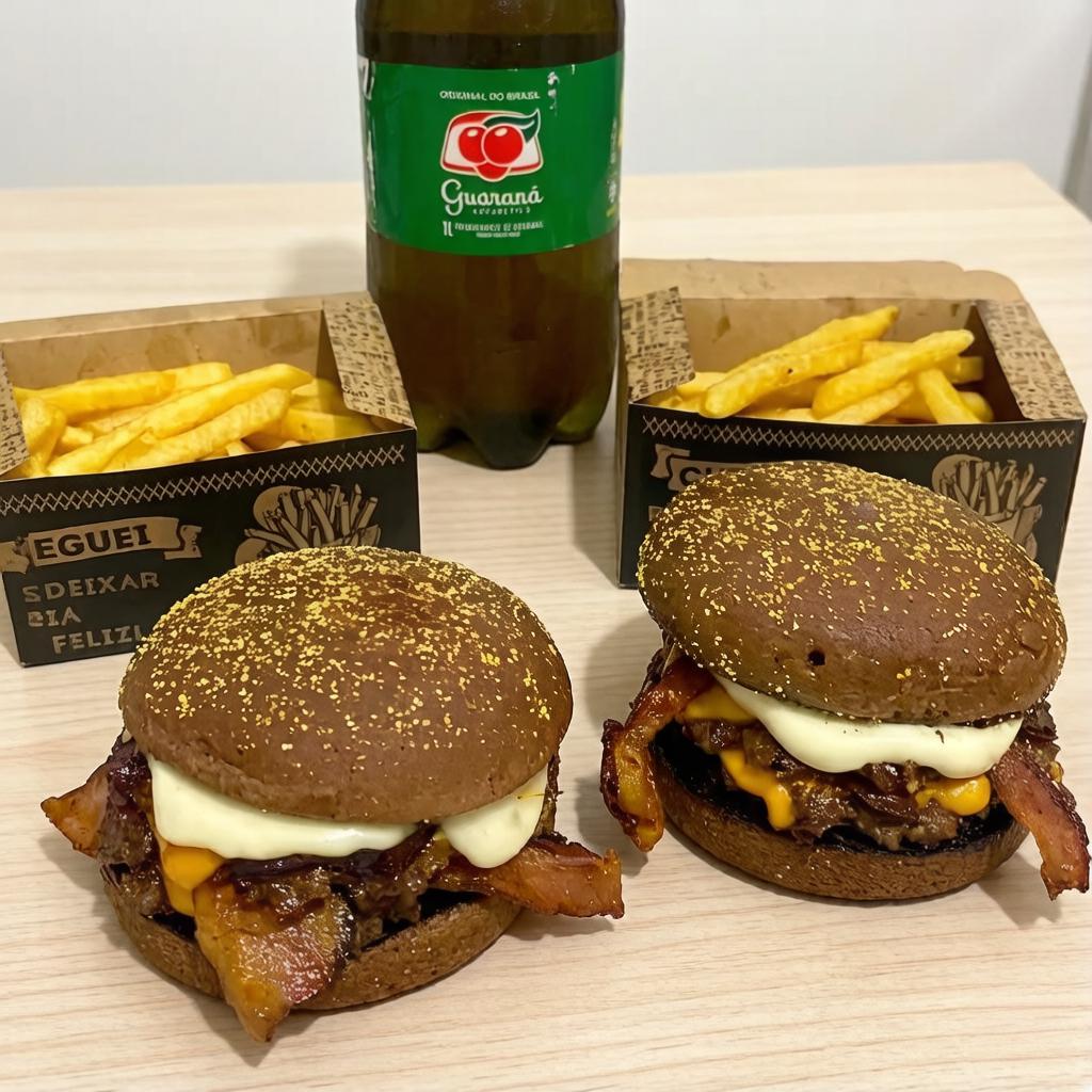 Pão brioche selado na manteiga, 2 Chefinhos com smash duplo estilo Oklahoma, cheddar derretido, bacon e geleia de cebola. Acompanha 2 batatas fritas crocantes + refrigerante 1L. Combo completo, com sabor intenso e contraste que chama atenção logo na primeira mordida.