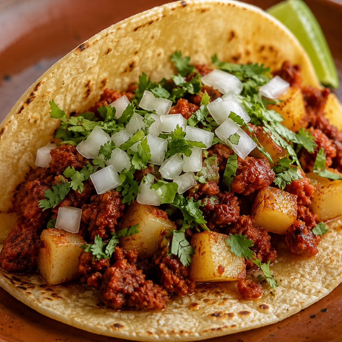 TACO DE CHORIZO CON PAPAS