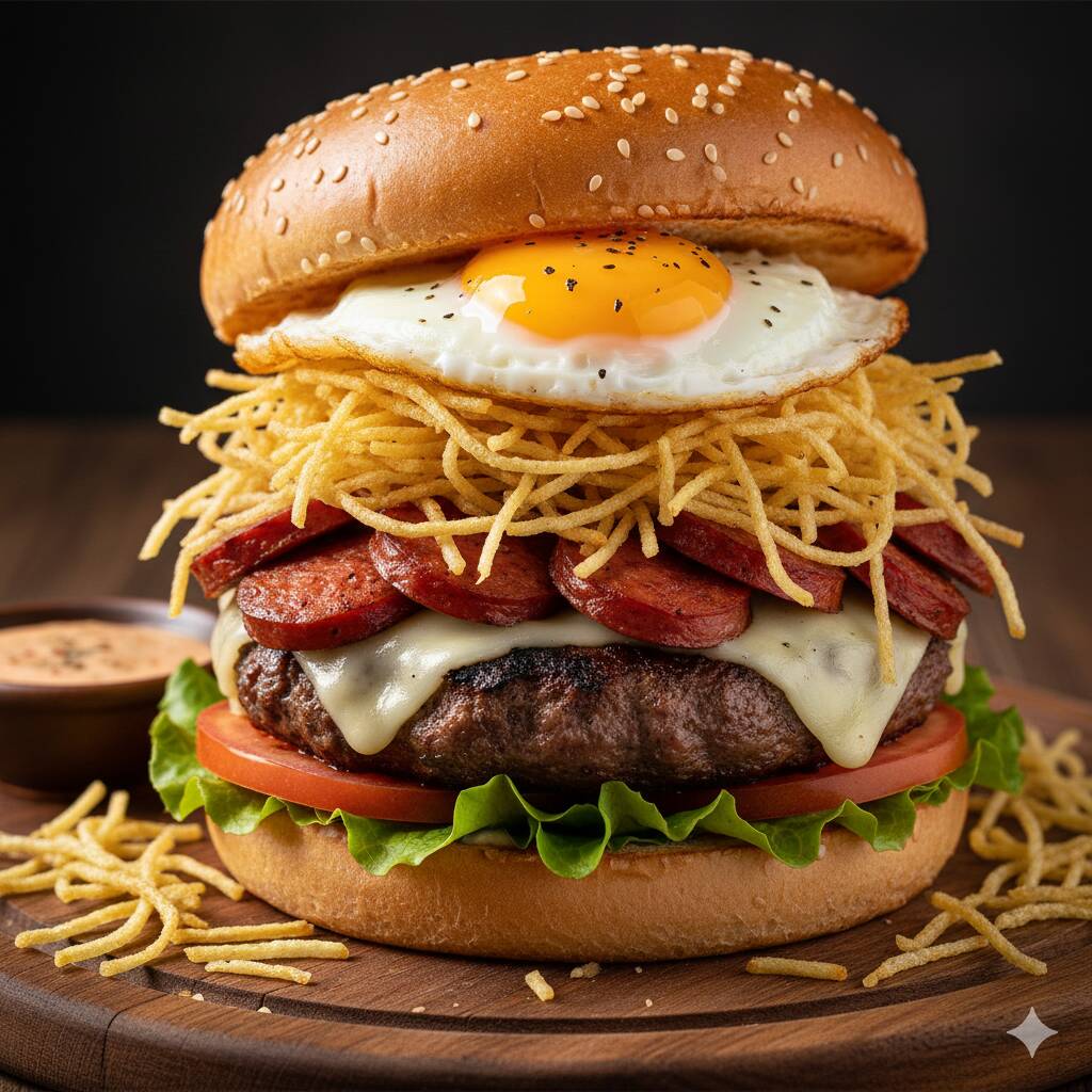 Pão Bola, Toscana, Ovo, Queijo, Presunto, Salada, Batata Palha