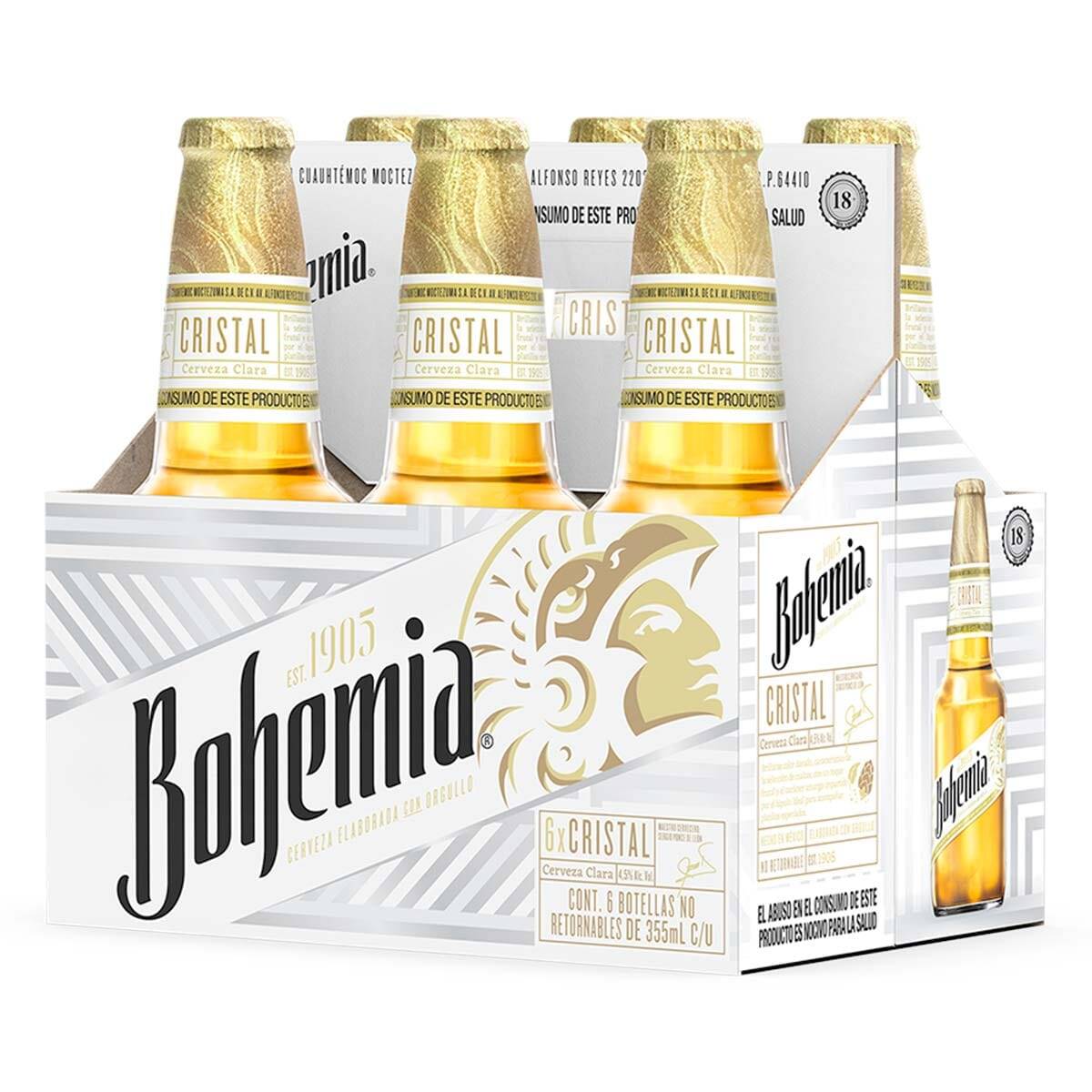 Six (6) Cerveza Bohemia Cristal 355ml
