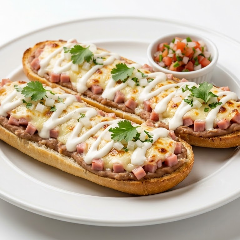 Molletes con Jamón