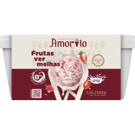 Sorvete sabor chantili, leite condensado com polpa de frutas vermelhas.