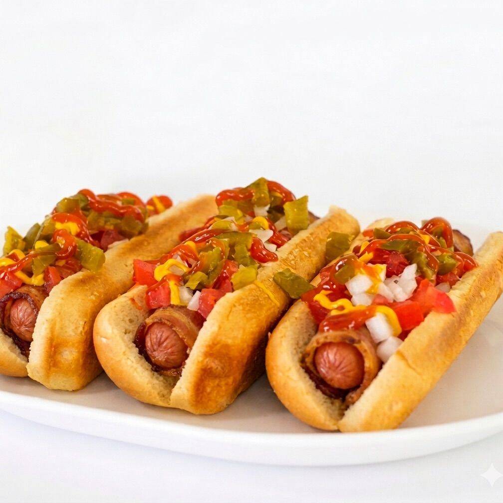 3 Pzas de Hot Dog con Tocino