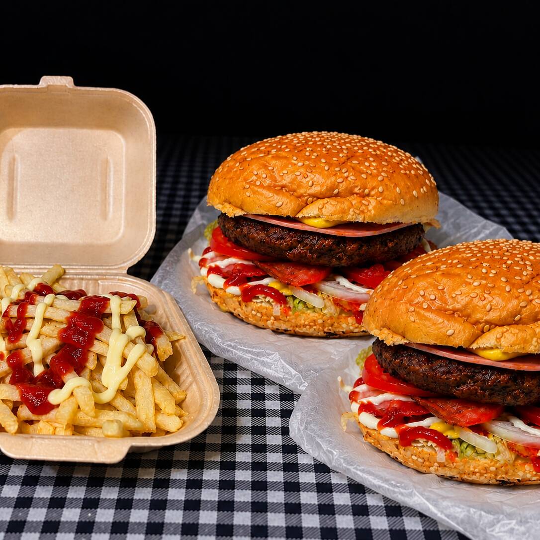2 Hamburguesas sencillas + Papas