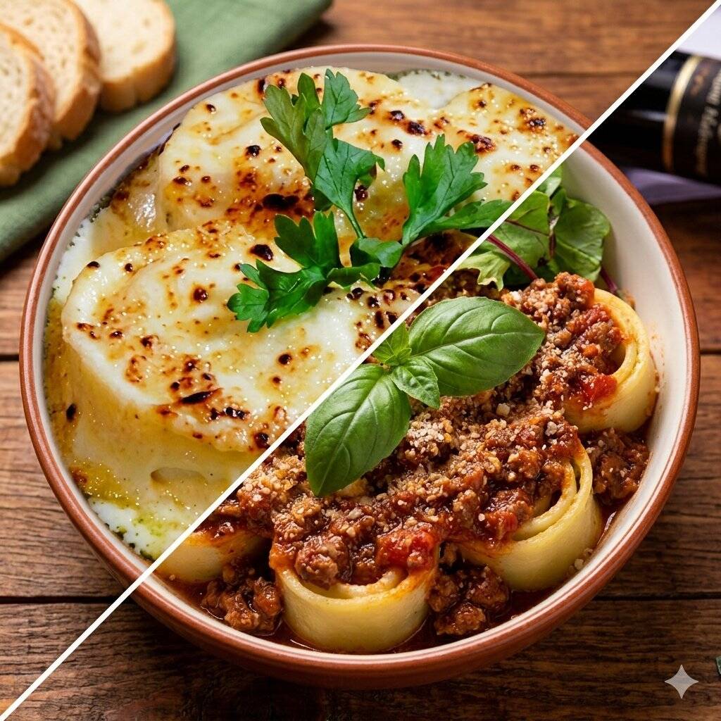 Porção de 650g para servir até 2 pessoas. Massa artesanal delicada, recheada com muçarela e presunto ao irresistível molho à bolonhesa (feito com tomates frescos e carne selecionada) ou ao delicioso molho de 4 queijos, composto por Catupiry, gorgonzola, parmesão e provolone.