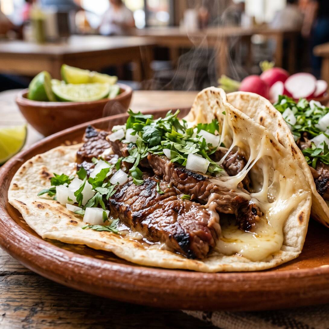 Taco de Harina de Bistec con Queso