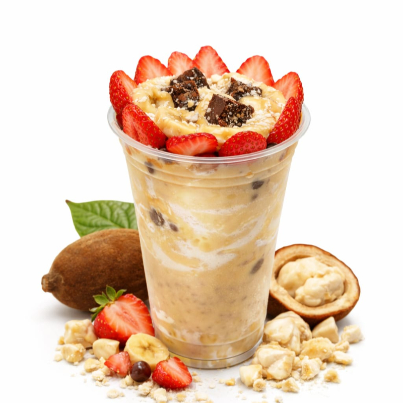 Delícia De Cupuaçu + Fonte De Energia São várias opções para encher o seu copo de muita gostosura. Creme de Cupuaçu + Frutas + Complementos pra você saborear! Embalagem térmica para manter o maior tempo possível com a qualidade que você merece. Uma verdadeira fonte de energia. Com Frutas frescas e complementos deliciosos. *Os itens escolhidos farão parte da montagem do copo e distribuídos proporcionalmente ao seu tamanho.