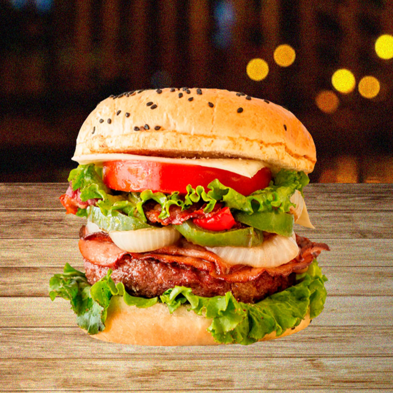 Hamburguesa de Pollo Deshilachado con Papas Hilo