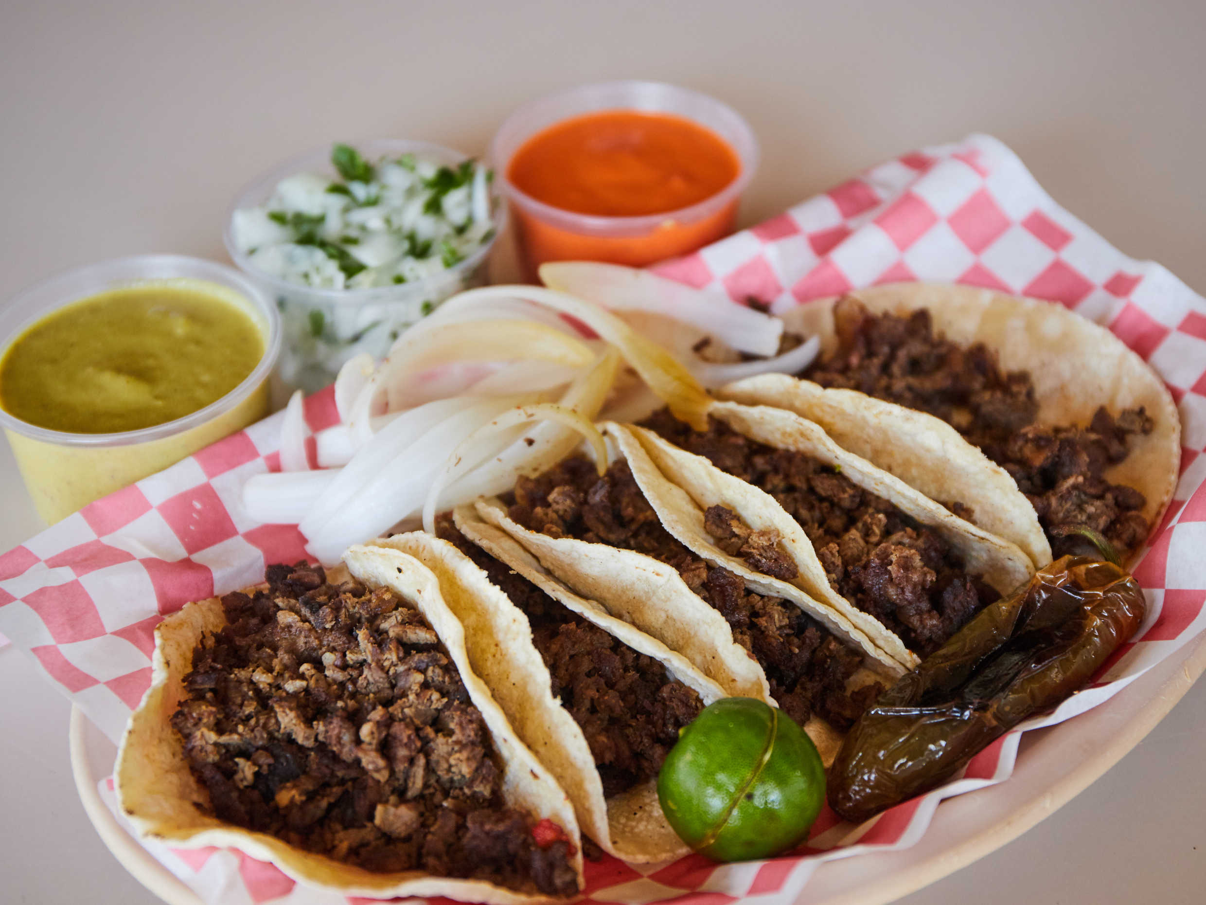 Tacos de Maíz o Harina de Carne Asada