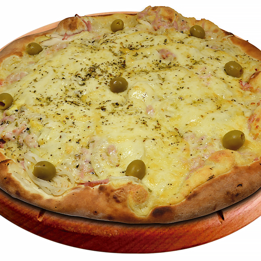 Mussarela, Presunto, Palmito, Ervilha, Ovos e Cebola