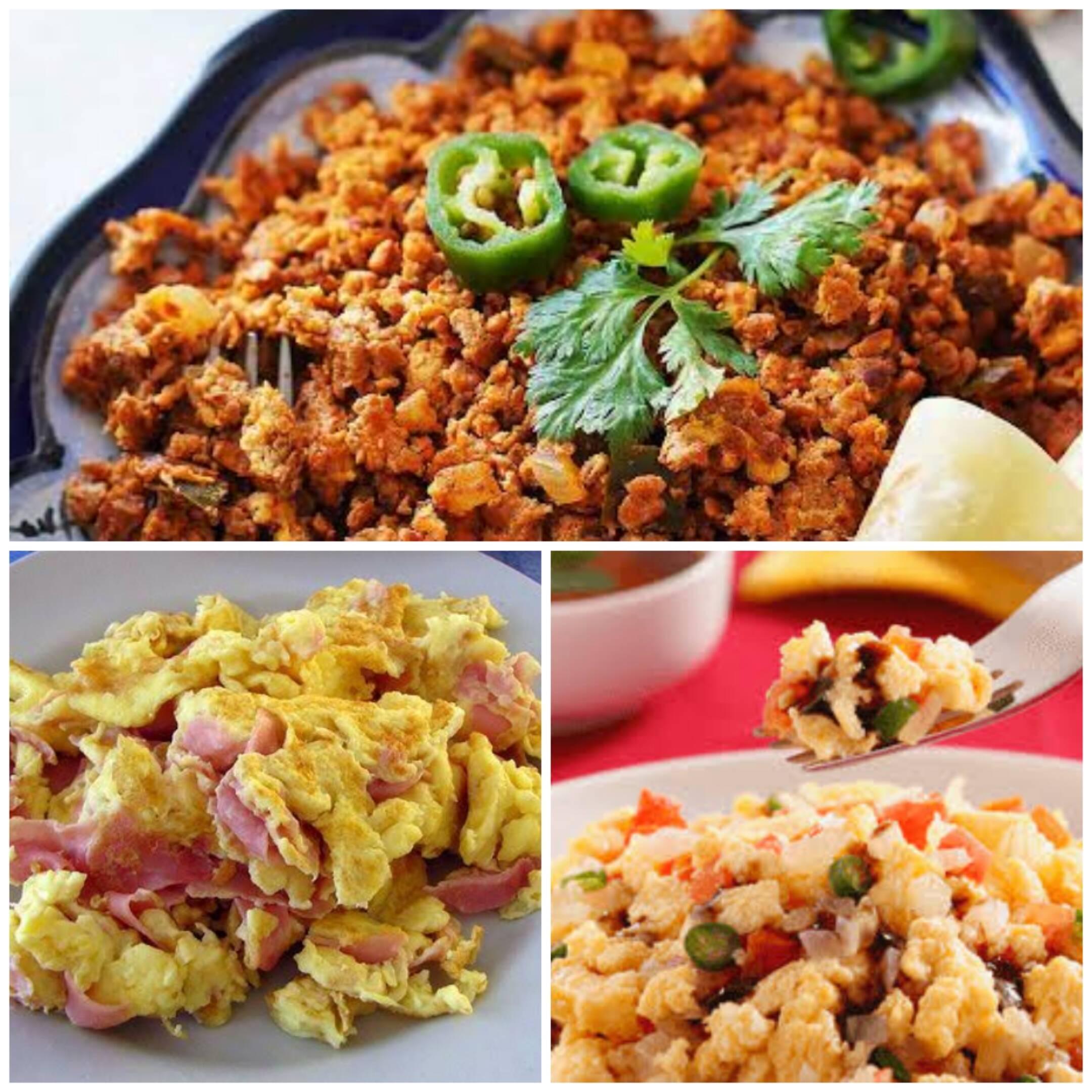 Huevos al gusto (c/ chorizo, a la mexicana, c/ jamón, c/ tocino)