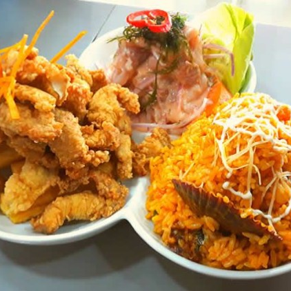 Trio Marino Ceviche, Chicharrón, Arroz, Mariscos