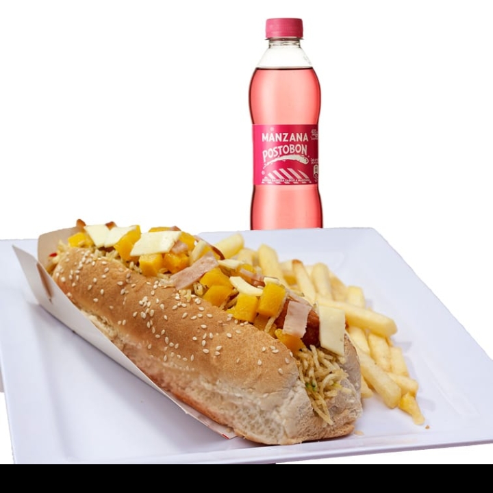 Combo Perro Hawaiano + Papas+ Gaseosa 250ML
