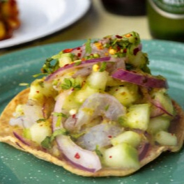 Tostada de Camarón Crudo
