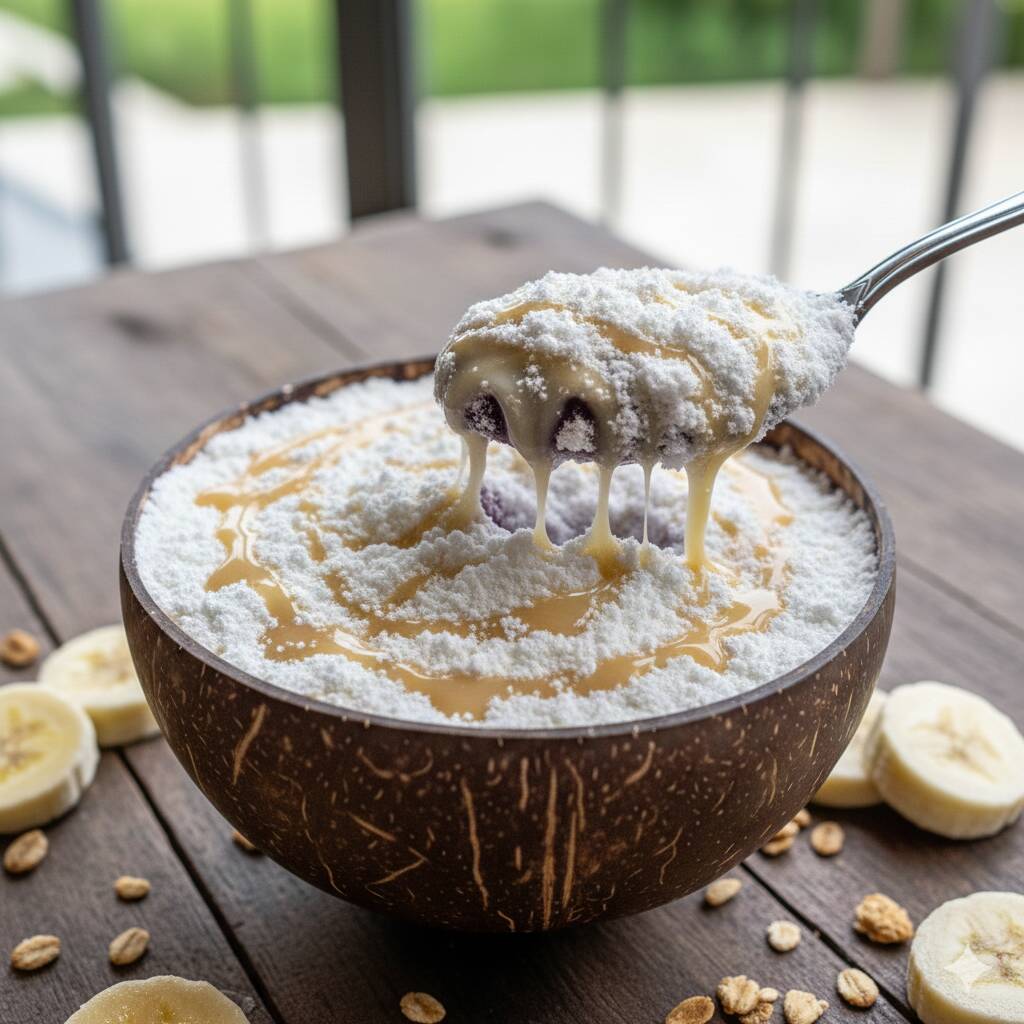 Açaí tradicional com leite em pó e leite condensado. *Imagem ilustrativa