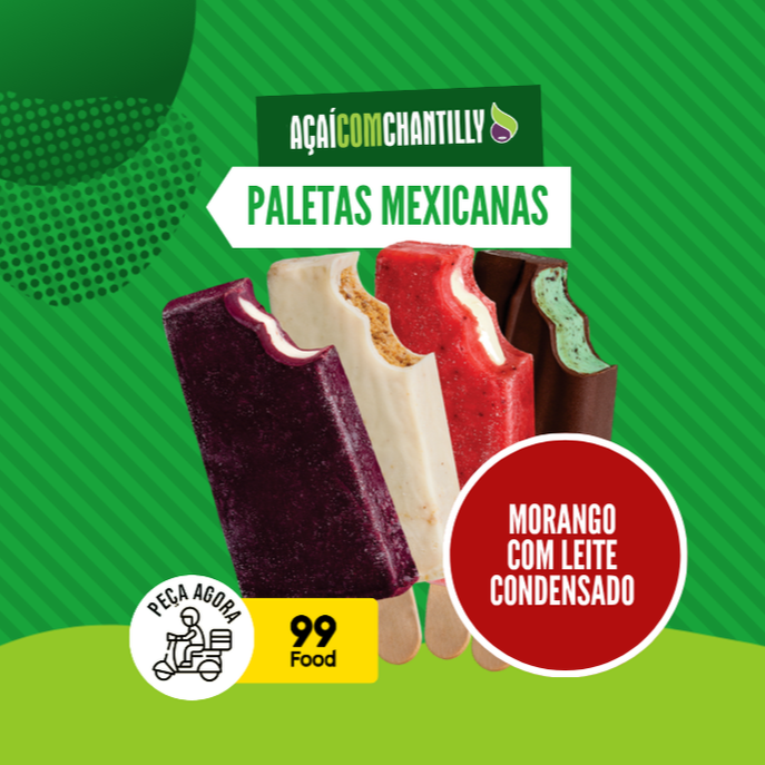Deliciosa paleta mexicana de morango recheada com leite condensado puro !