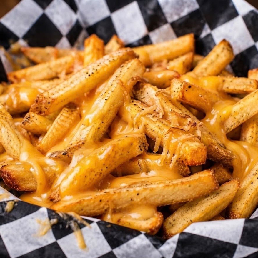 Papas con queso cheddar