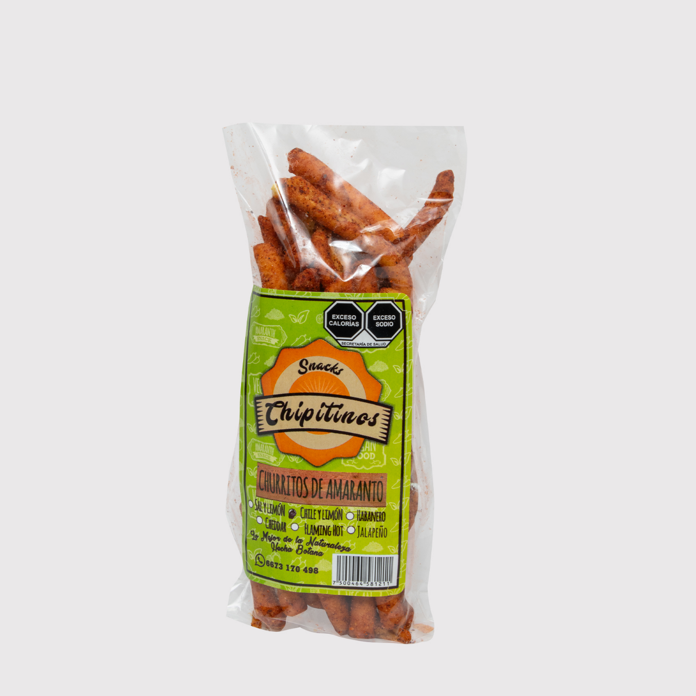 Churrito de Amaranto Chile y Limón 80 gr
