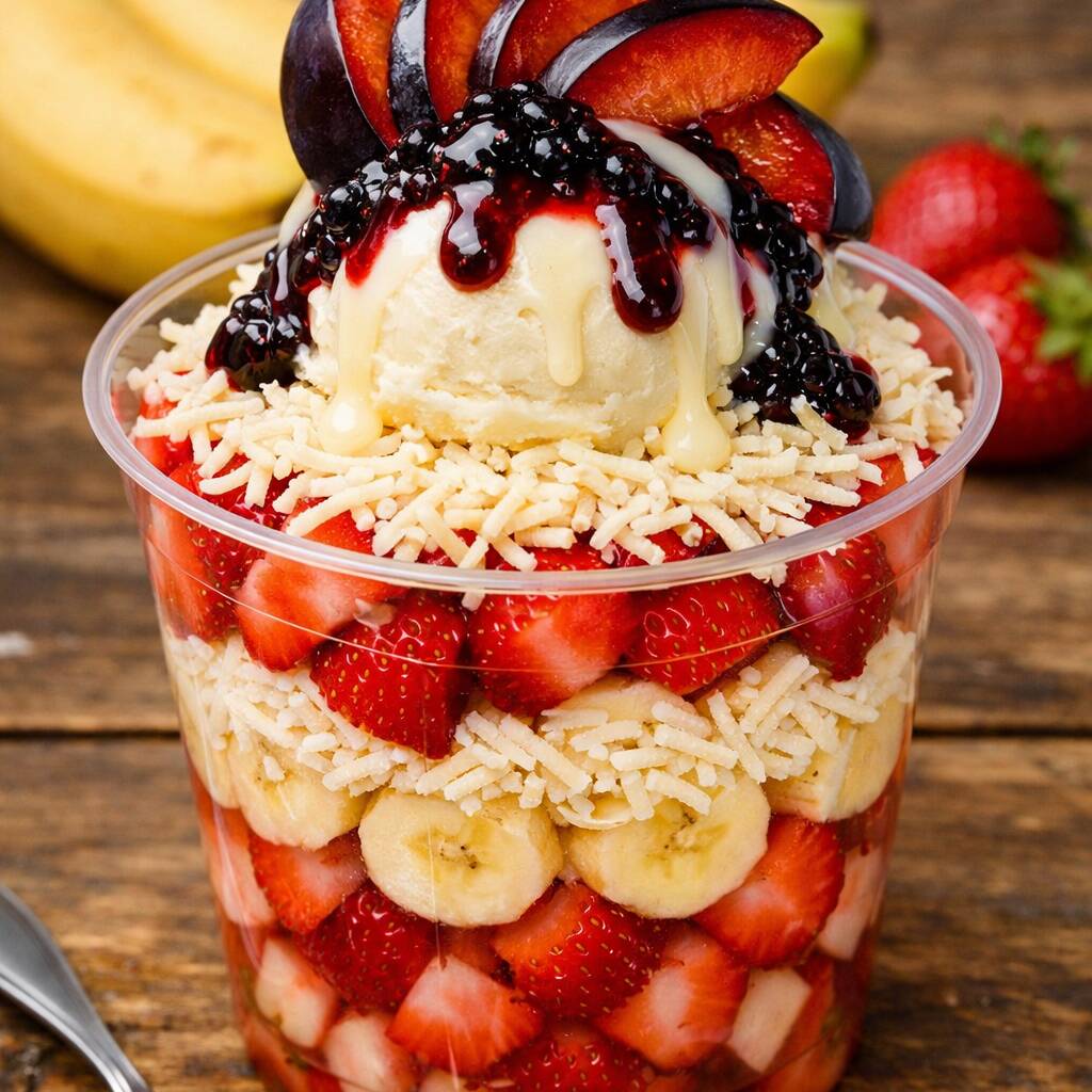 🍓 Vaso de Fresas Banano Queso y Helado