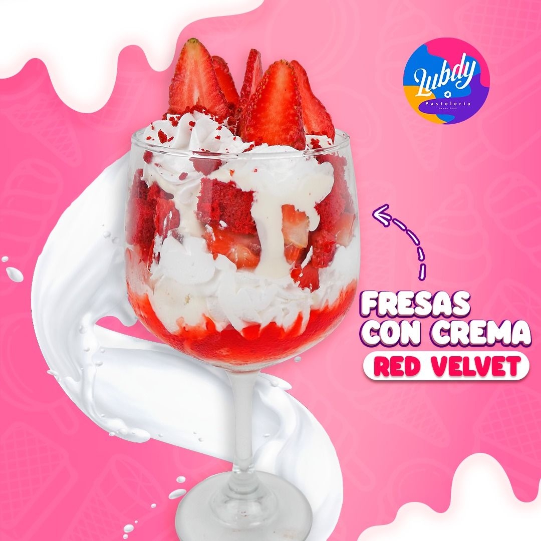 Fresas con Crema Red Velvet + Helado ..