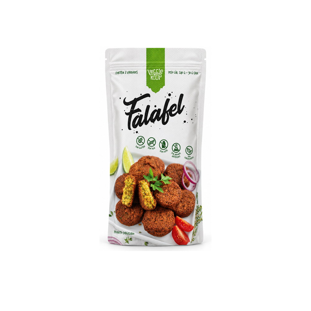 8 unidades de delicioso falafel congelado para fritar ou assar. O falafel é o alimento mais consumido no Oriente Médio e se espalhou pelo mundo graças ao sabor, versatilidade e praticidade. Esse bolinho de grão de bico pode ser consumido como petisco, nas refeições e também no sanduíche. Fica perfeito no pão pita com homus, tomate, pepino, cebola roxa e alface. (240g)