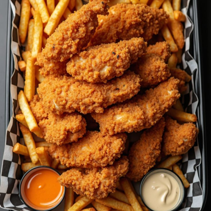 6 tiras tender bufalo con papas