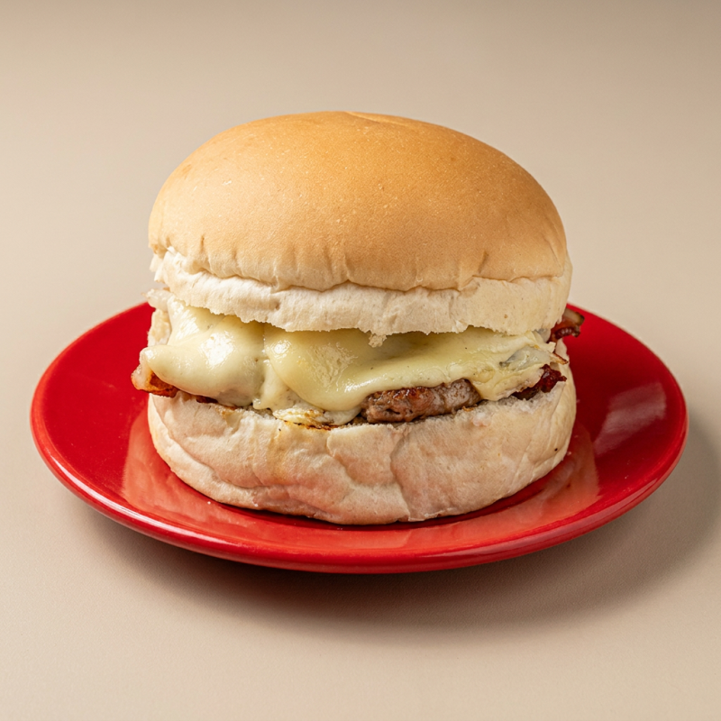 Pão, Hambúrguer, Queijo e Bacon