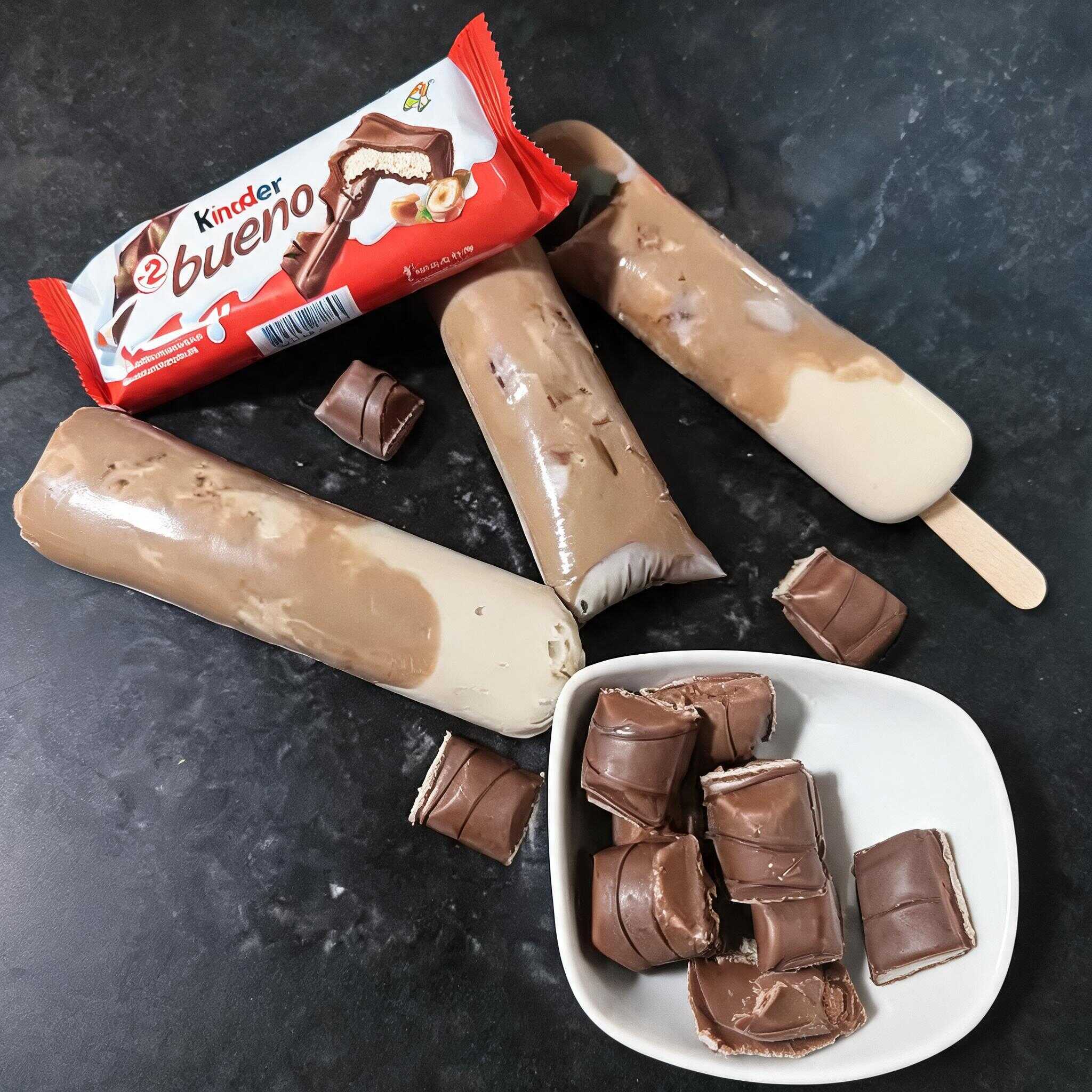 Feito com base super cremosa de Leite Kinder, com pedaços de Kinder Bueno por dentro. Aproximadamente 160g.