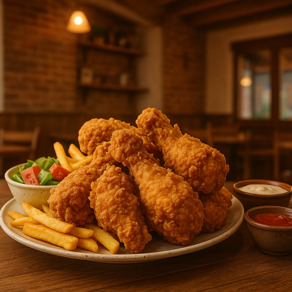 7 PIEZAS AL ESTILO KFC CON: SOPA, SALSA Y TORTILLA