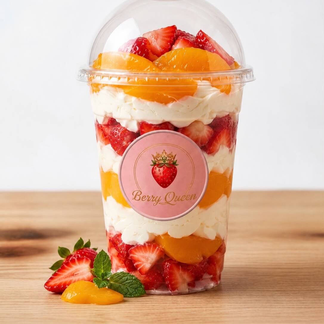 Fresa con Durazno 12 Onz + Salsa Gratis