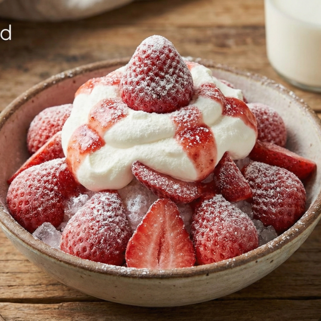 Fresas CONGELADAS con crema de la casa 🍓❄️✨